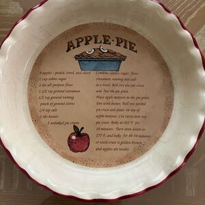Apple Pie Ceramic Pie Dish with Red Trim